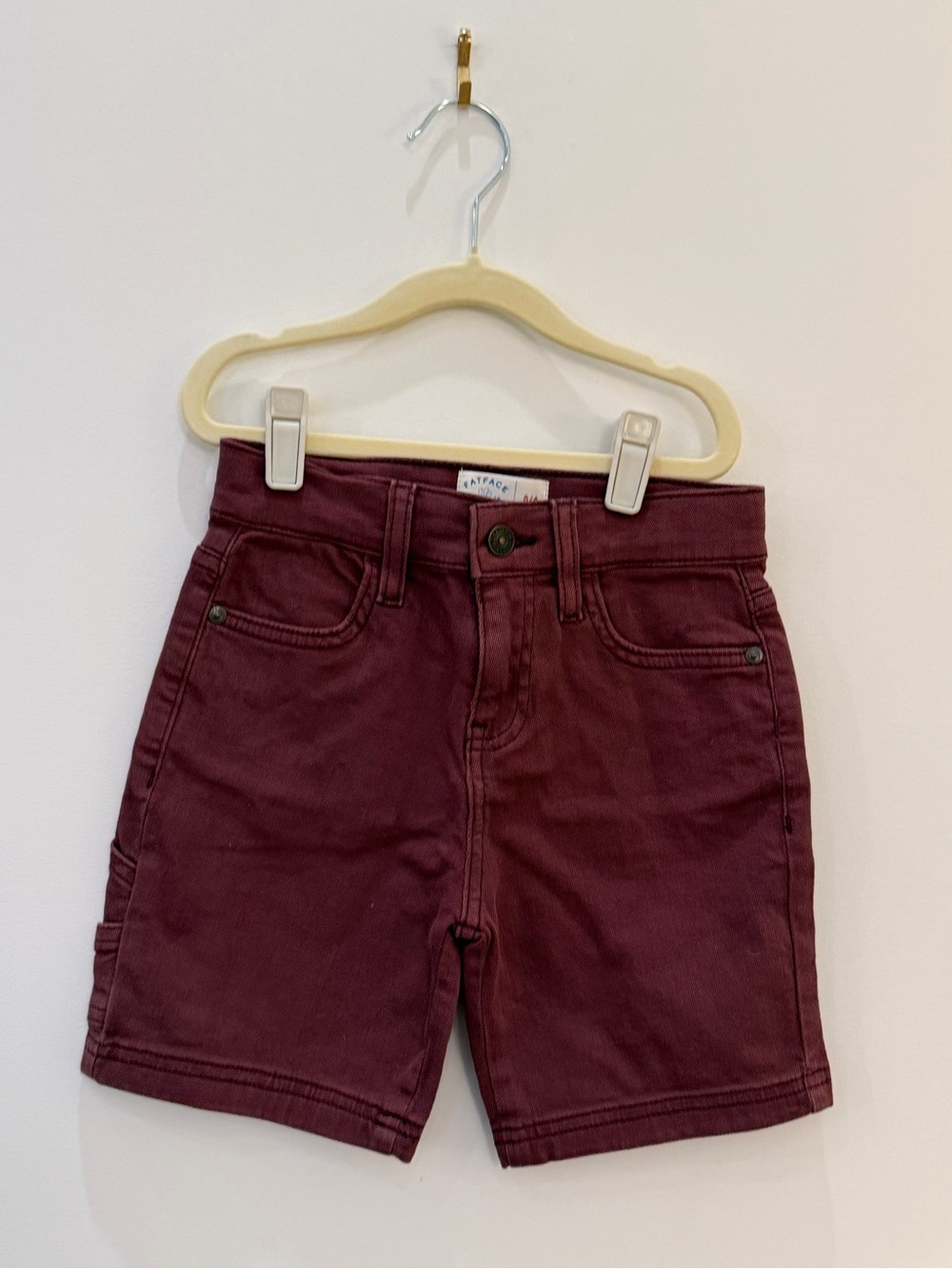 Kids' Burgundy Jean Shorts with Pocket Detail